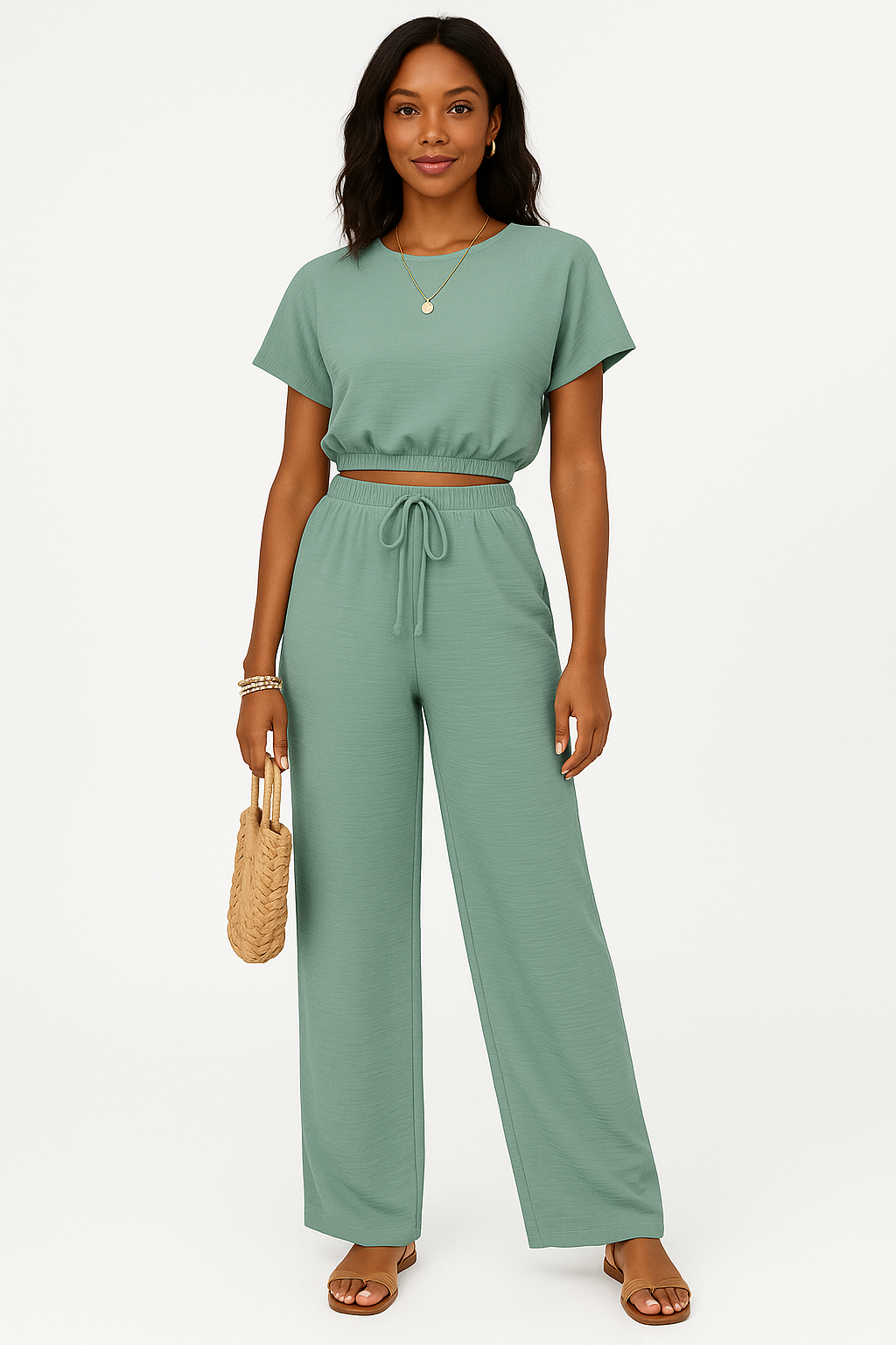 Whitney | Kvinders Drawstring Wide Leg To-Piece Sæt