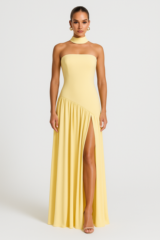 Deborah | Elegant Off-Shoulder Kjole med Høj Slids til Kvinder